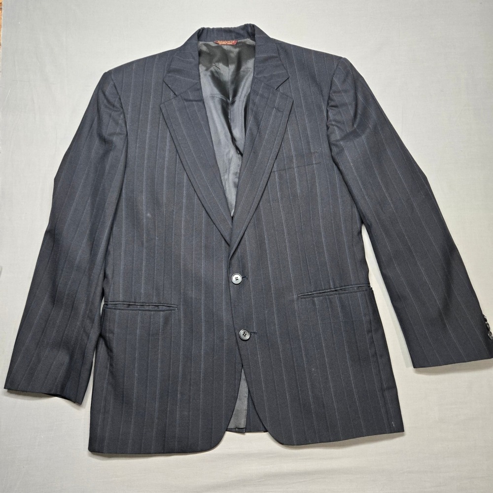 Vintage Cricketeer Blazer 42R Navy Blue Pinstripe Two Button‎ Sport Coat